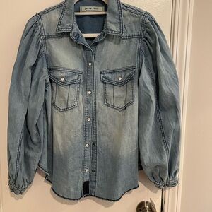 We The Free Light Blue Denim Top